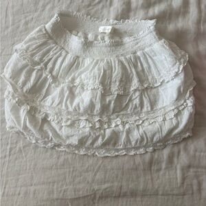 LoveShackFancy White Ruffled Mini Skirt